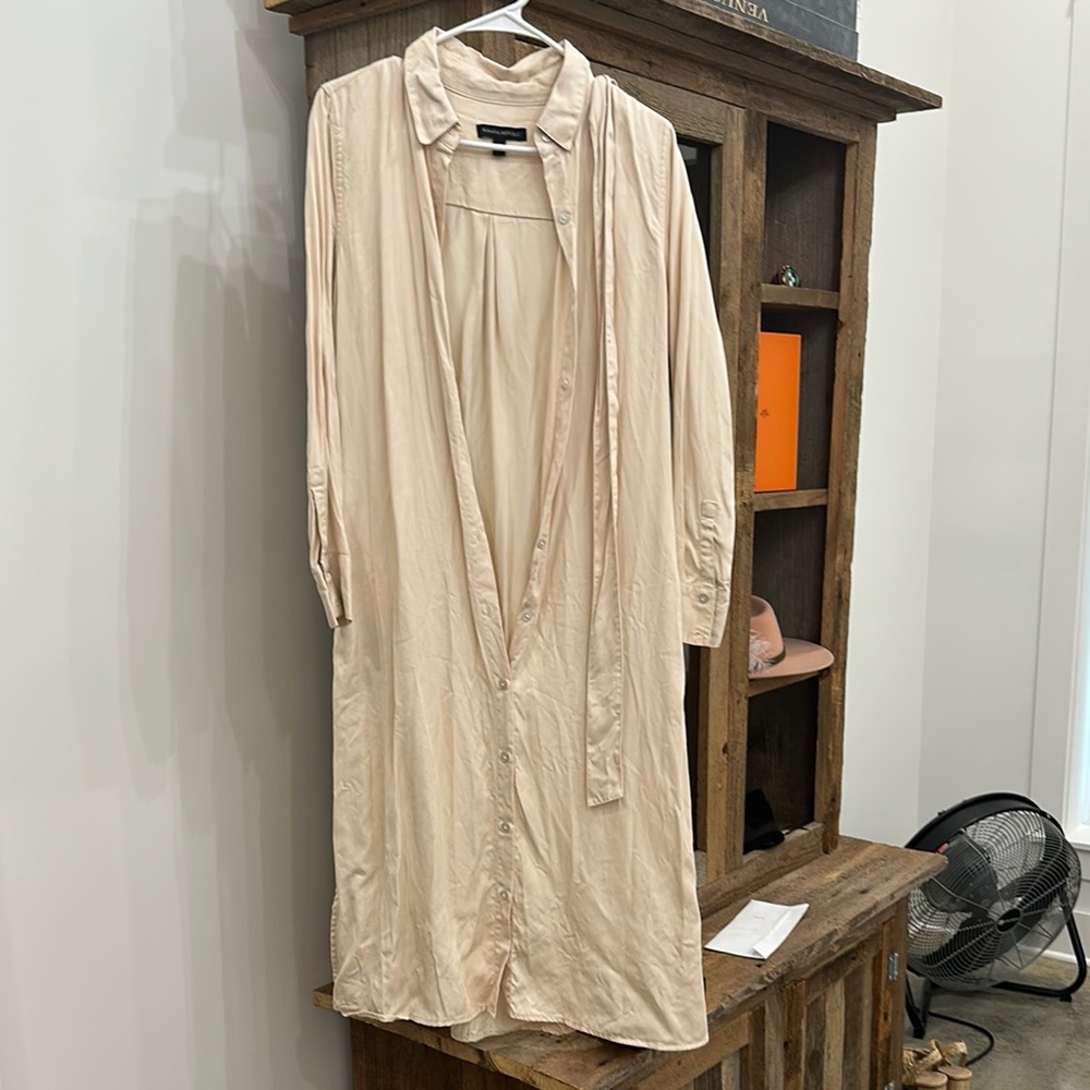 Banana Republic Beige Button-Up Shirt Dress